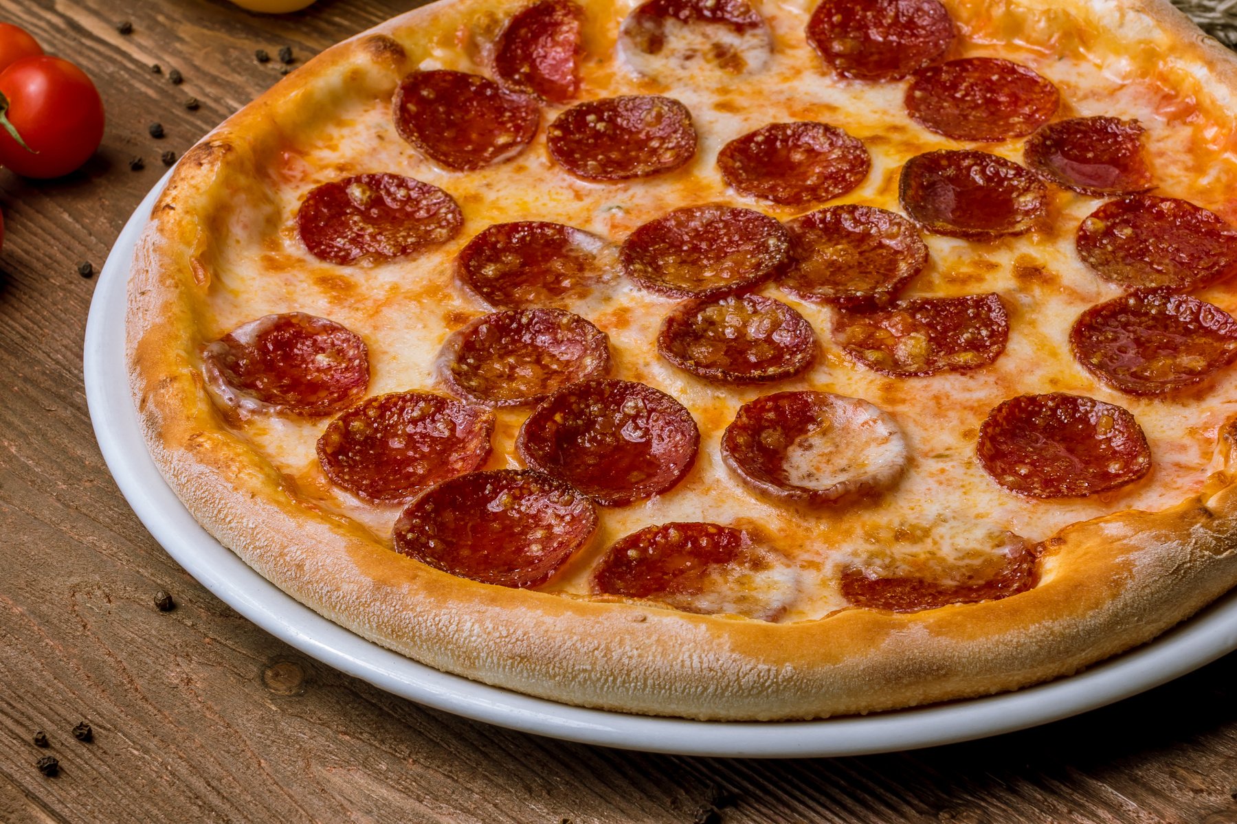 Pepperoni pizza on plate